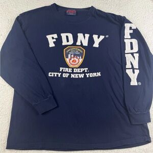 Vintage Y2K New York Fire Department Blue Long Sleeve T-Shirt Men’s XL FDNY
